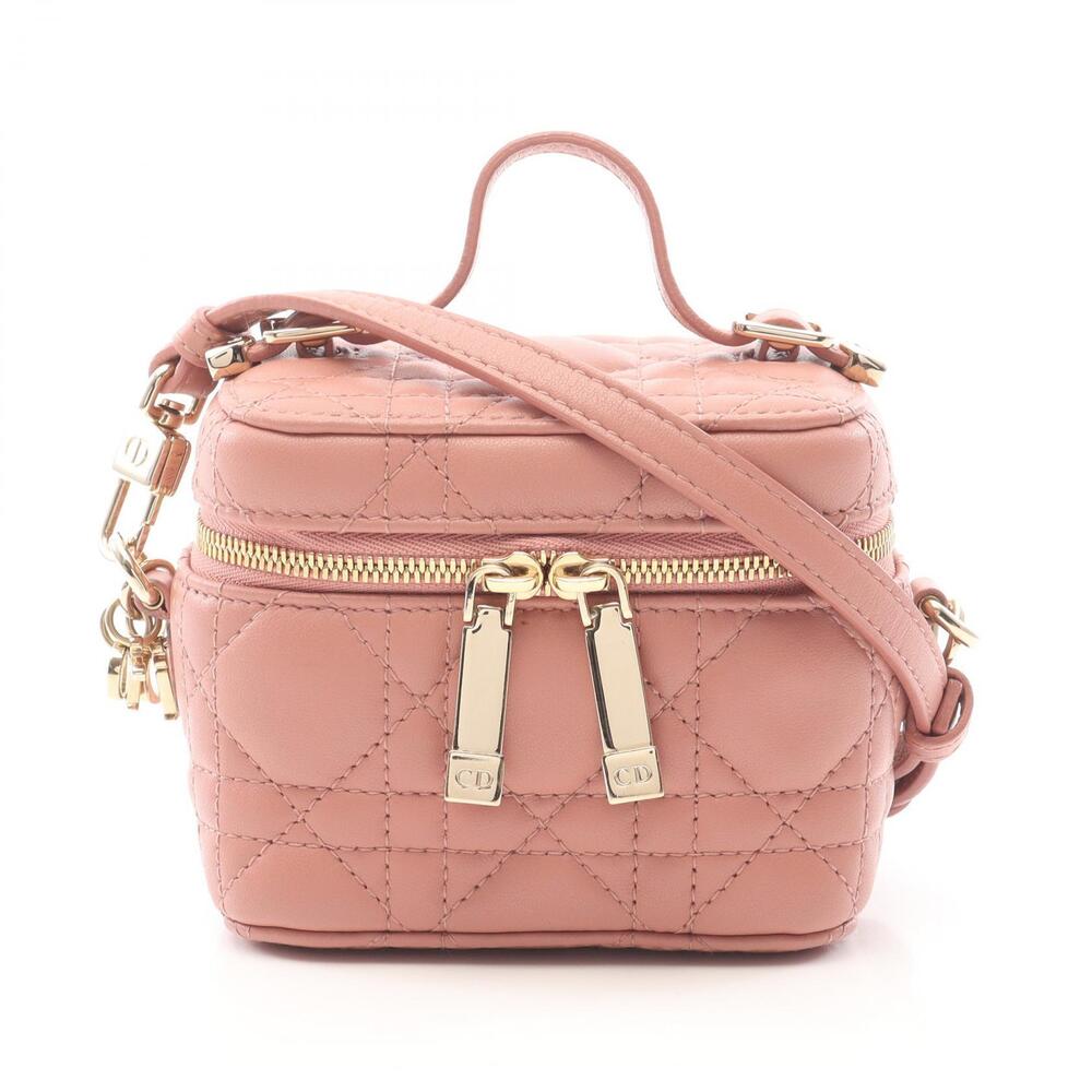 Dior Lady Vanity Cannage Handbag Leather Pink